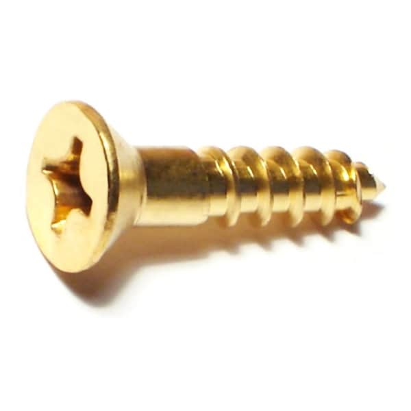 Midwest Fastener Wood Screw, #12, 1 in, Plain Brass Flat Head Phillips Drive, 100 PK 02886 - main